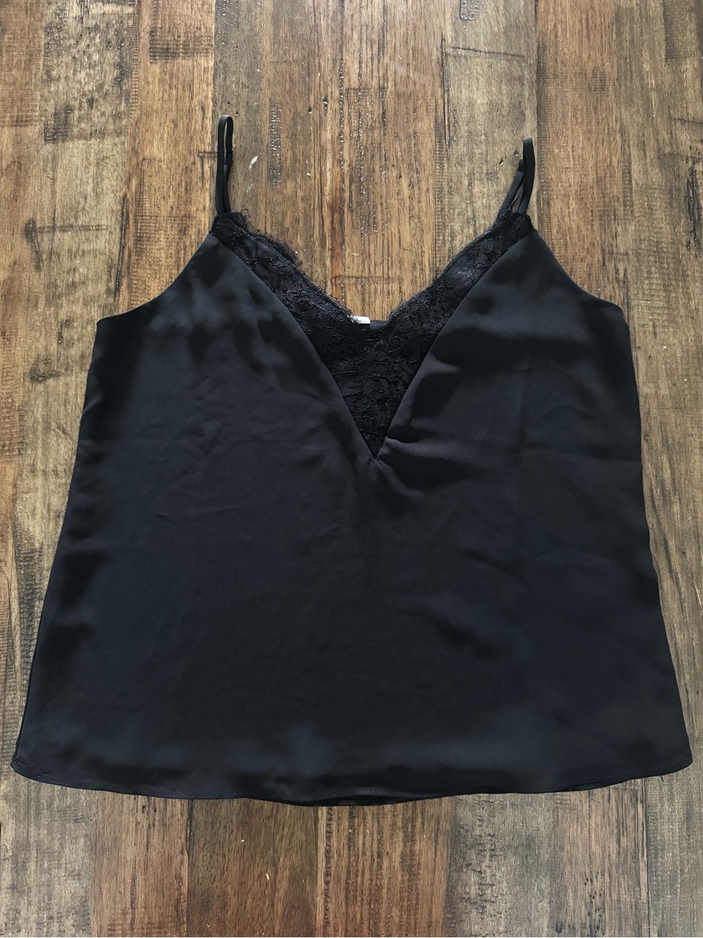 Melrose & Market Black Lace Trim V-Neck Camisole Tank Top Size Small - Picture 2 of 8